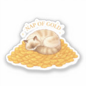 Nap Of Gold Sleepy Cat On Coins Cozy Sticker (Vorderseite)