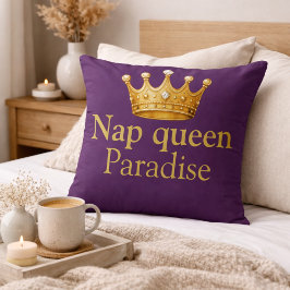 Nap Queen Plum Gold Hot Pink Crown Royalty  Kissen