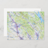 Napa bis Healdsburg CA Map Postkarte (Vorne/Hinten)