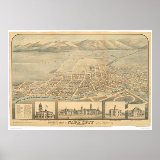 Napa, CA. Panoramakarte (0684A) Poster (Vorne)