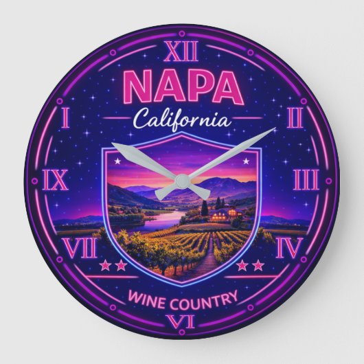Napa California Vineyard Große Wanduhr (Vorderseite)