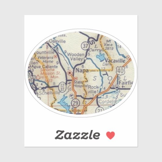 Napa California Vintag Map Aufkleber (Blatt)