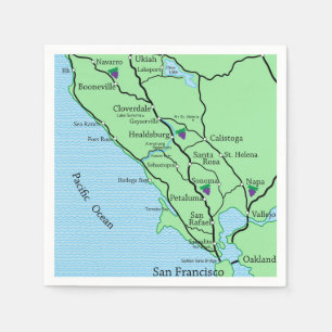Napa Sonoma Wine Landkarte Serviette