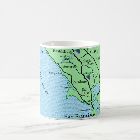 Napa Sonoma Wine Landkarte Tasse (Mittel)