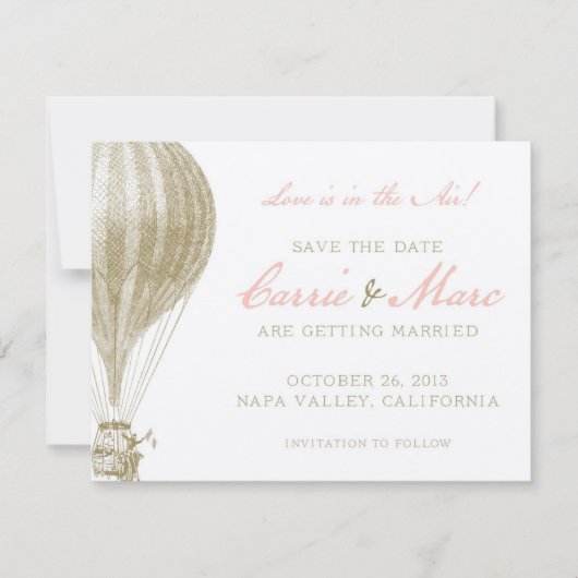 Napa Tal Vintage Heißluftballon Save the Date (Vorderseite)