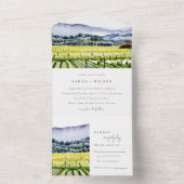 Napa Tal Wasserfarbener Weinberg Landschaft Hochze All In One Einladung (Innen Boden)