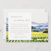 Napa Tal Wasserfarbener Weinberg Landschaft Hochze Dankeskarte (Vorderseite)