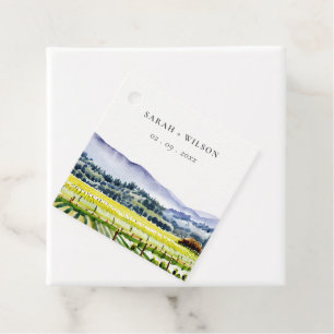 Napa Tal Wasserfarbener Weinberg Landschaft Hochze Geschenkanhänger
