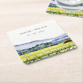 Napa Tal Wasserfarbener Weinberg Landschaft Hochze Rechteckiger Pappuntersetzer (angewinkelt)