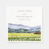 Napa Tal Wasserfarbener Weinberg Landschaft Hochze Serviette (Vorderseite)