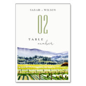 Napa Tal Wasserfarbener Weinberg Landschaft Hochze Tischnummer (Vorderseite)