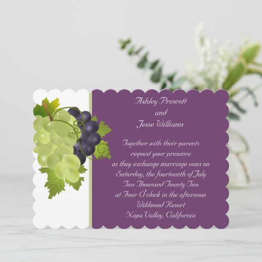 Napa Trauben Einladung zur Hochzeit (Stehend Vorderseite)