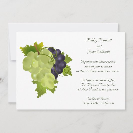 Napa Trauben Einladung zur Hochzeit (Vorderseite)