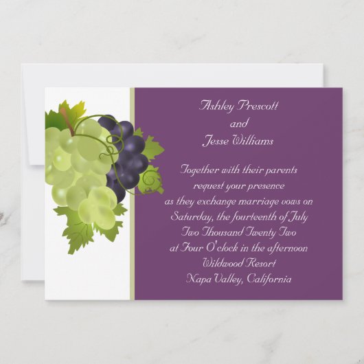 Napa Trauben Einladung zur Hochzeit (Vorderseite)