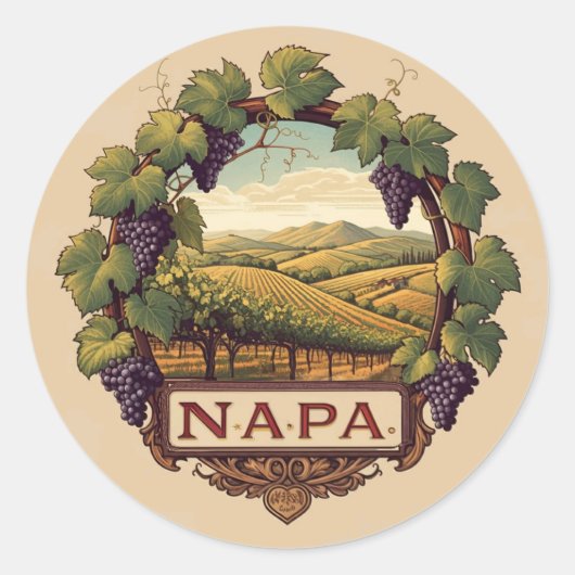 Napa Traupes Vineyard Logo-Aufkleber Runder Aufkleber (Vorderseite)