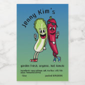 Napa und Pepper Pals Funny Cartoon Kimchi Lebensmitteletikett (Einzelnes Label)