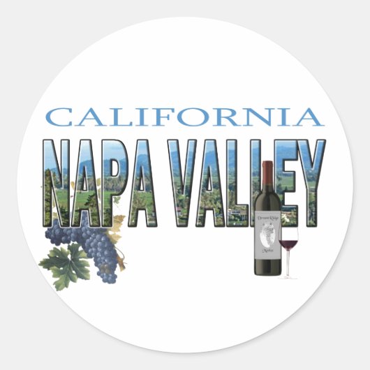 Napa Valley, CA Runder Aufkleber (Vorderseite)