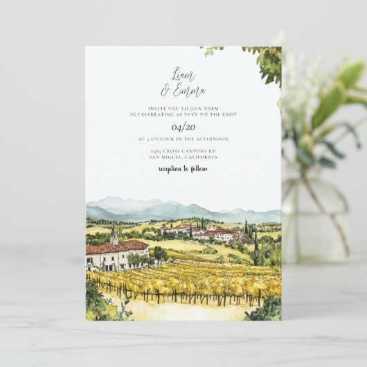 Napa Valley California Einladung (Stehend Vorderseite)