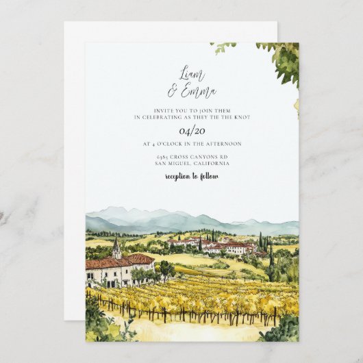 Napa Valley California Einladung (Vorne/Hinten)