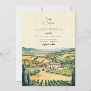 Napa Valley Kalifornien Aquarell-Hochzeit Einladung