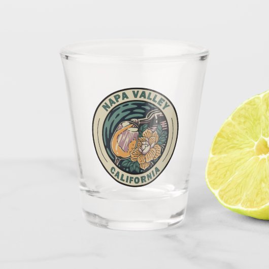 Napa Valley Kalifornien Reisen Kunst Abzeichen Schnapsglas (Vorderseite)