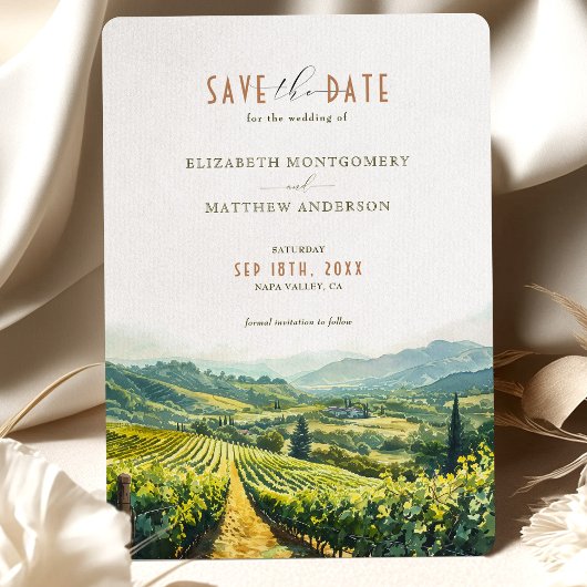 Napa Valley Vineyard Elegance Rett-the-Date Einladung