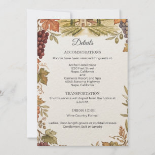 Napa Valley Weingut Hochzeitsdetails Einlage