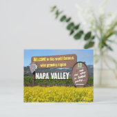 Napa Valley Welcome Sign with Mustard Field Postkarte (Stehend Vorderseite)