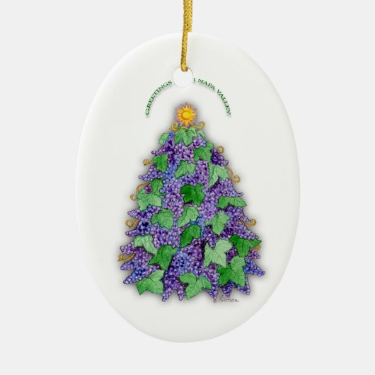 Napa- Valleytrauben-Weihnachtsbaum Keramikornament (Vorne)