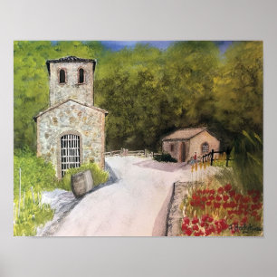 NAPA- VALLEYweinkellerei-AQUARELL Poster