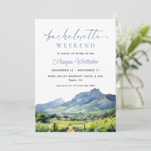 Napa Weinkeller Bachelorette Wochenende & Unterweg Einladung (Stehend Vorderseite)