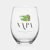 Napa Winery | Monogramm Bachelorette Weinglas Ohne Stiel (Vorderseite)