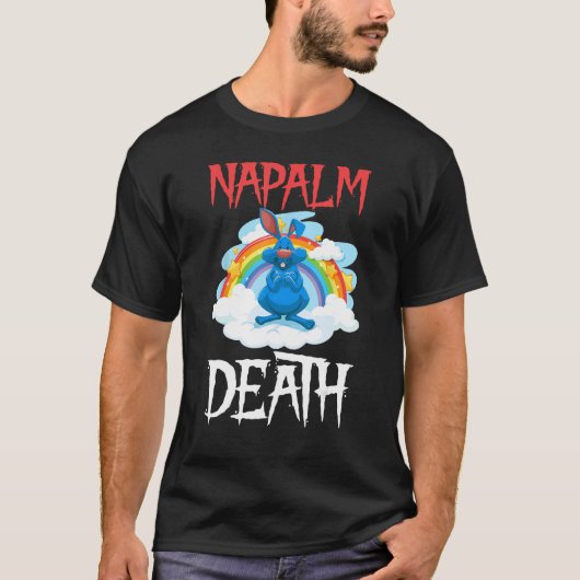 Napalm Death Rainbow Bunny Pink Napalm Death Rabbi T-Shirt (Vorderseite)