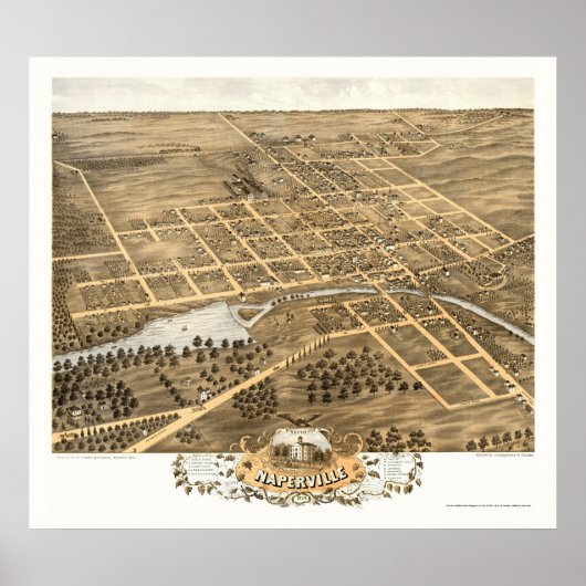 Naperville, IL Panoramic Map - 1869 Poster (Vorne)