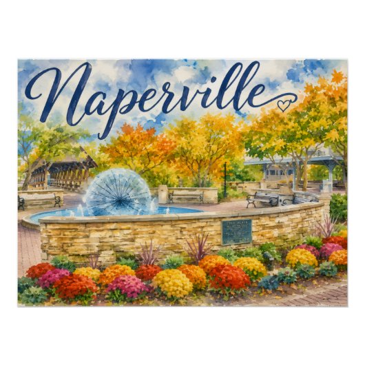 Naperville Illinois Löwenzahn Springbrunnen Riverw Poster (Vorderseite)