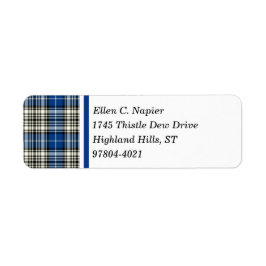 Napier Clan Blue, Black and White Scottish Tartan