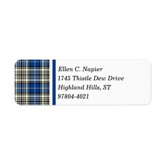 Napier Clan Blue, Black and White Scottish Tartan (Vorne)