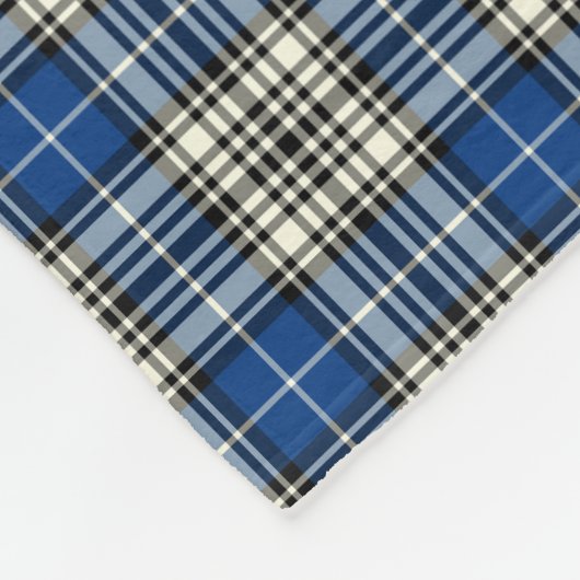 Napier Clan Royal Blue, Black and White Tartan Fleecedecke (Ecke)