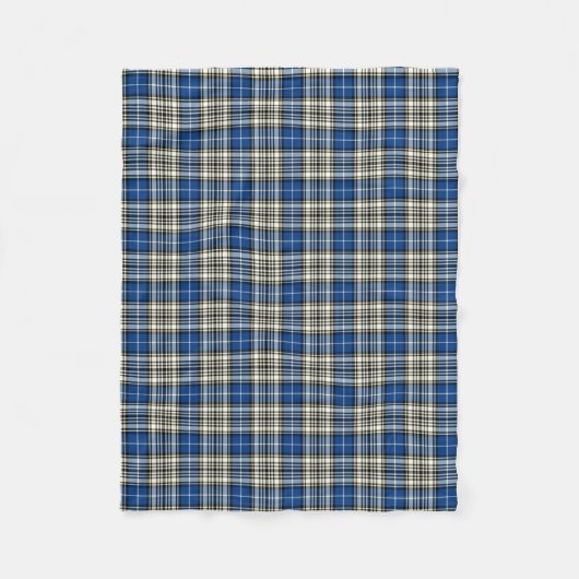 Napier Clan Royal Blue, Black and White Tartan Fleecedecke (Vorderseite)