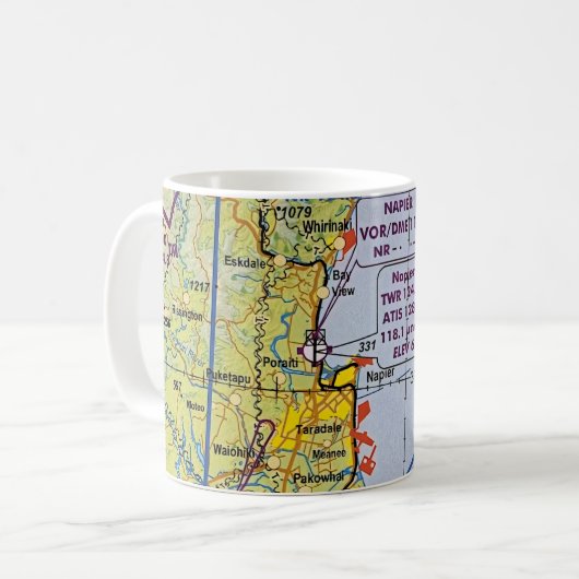 Napier Hawkes Bay Aviation VNC Diagramm Kaffeetasse (Vorderseite Links)