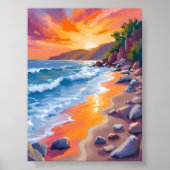 Napili Bay Sunset Maui Hawaii Malerei Poster (Vorne)