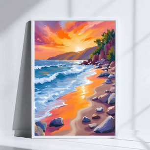 Napili Bay Sunset Maui Hawaii Malerei Poster