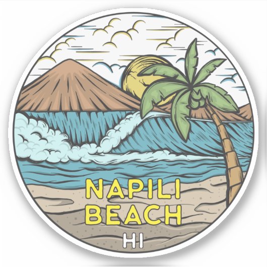Napili Beach Hawaii Vintag Aufkleber (Vorderseite)