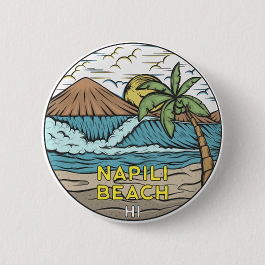 Napili Beach Hawaii Vintag Button (Vorderseite)