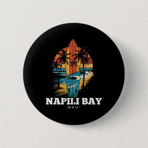Napili Y Maui Surfbrett Surfen Retro Button