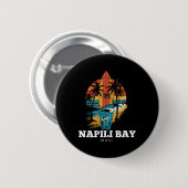 Napili Y Maui Surfbrett Surfen Retro  Button (Vorne & Hinten)
