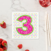 Napkin/3. Geburtstag mit Polka Dots Serviette (Beispiel)
