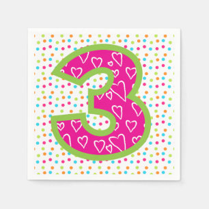 Napkin/3. Geburtstag mit Polka Dots Serviette