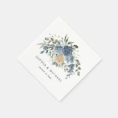 Napkin, Elegant Dusty Blue Floral Wedding Serviette (Ecke)