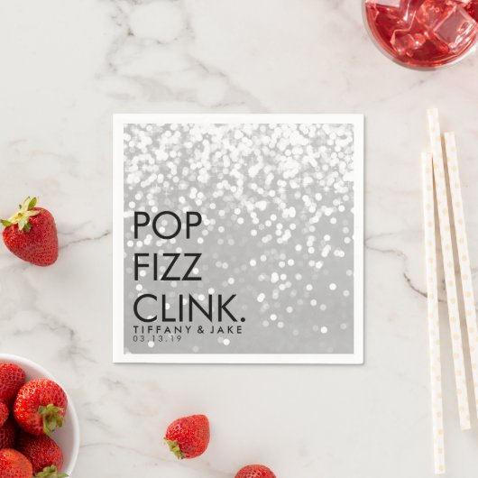 Napkin - funkelnder Pop Fizz Clink Silver Serviette (Beispiel)